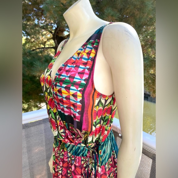 Desigual Multicolor Floral Faux Wrap Sleeveless Summer Dress L - Picture 3 of 10